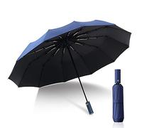 Sunmair Travel Folding Umbrella, 12 Ribs Large Windproof Rainproof & UV Protection Parasol with Black Anti-UV Coating, Auto Open Close Wind Rain Umbrella