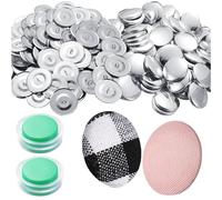 Sunmeit 100 Sets Cover Buttons Kit with Tools Size Buttons to Cover Self Cover Buttons DIY Fabric Cloth Cover Buttons 1.1 Inch