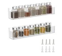 Sunmeit Acrylic Spice Rack Wall Mount Acrylic Spice Shelf Organizer Hanging Seasoning Jar Storage Holder Clear Rack Kitchen