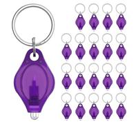 Sunmeit Mini UV LED Keychain Flashlight 10 Lumen Portable Light Detector Battery Powered Fluorescent Torch, 20 Pack