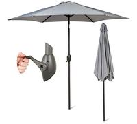 SUNMER 2.7M Garden Parasol - Sun Shading Umbrella with Easy Crank Lift & Tilt Mechanism - UV 30+ Water Repellent 180g/m² Polyester - Heavy Duty ø 38mm Steel Pole - Large Patio Shade - Grey