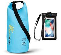 SUNMER 20L Blue Waterproof Dry Bag With Waterproof Phone Case - IPX8 Rating Weather, Land or Sea - Great For Hiking, Fishing, Rafting, Kayaking, Swimming & Much More