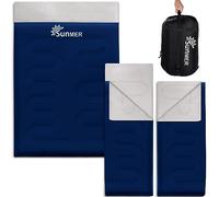 SUNMER 3-4 Season Double Sleeping Bag for Couples or 2 Single Person - 2 in 1 King Size - 300GSM Design, Lightweight Waterproof Polyester for Professional Hiking, Camping & Backpacking Gear - Navy