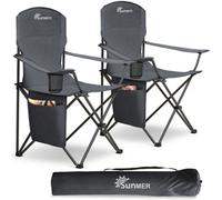 Sunmer Extra-Wide Folding Camping Chairs - Set Of 2 - Dark Grey