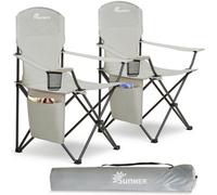 Sunmer Extra-Wide Folding Camping Chairs - Set Of 2 - Grey