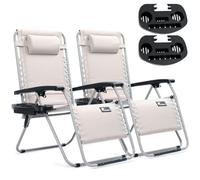 Sunmer Extra-Wide Padded Recliner Chairs With Cup And Phone Holder - Set Of 2 - Grey