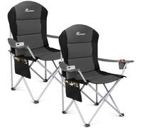 Sunmer Set Of 2 Folding Padded Camping Chairs - Dark Grey