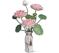 SUNMME Artificial Flower Bonsai Simulation Lotus Leaf Set Fake Living Room Porch Window Floral Arrangement Decor Bouquets Desktop Ornaments Light roze (light 1)