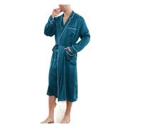 SUNMME Silk Long Nightgown Robe Men's Pajamas Bathrobe High- End Sleep Robe..Blauw-xl (Blauw Medium)