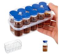 SUNMON 10-Slot Vial Holder for Fridge, 10ml Peptide Case, Insulin Vials Storage Case for Refrigerator, Compact Transparent Medication Storage Box for Home Fridge