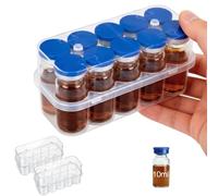 SUNMON 10-Slot Vial Holder for Fridge, 10ml Peptide Case, Insulin Vials Storage Case for Refrigerator, Compact Transparent Medication Storage Box for Home Fridge (2-Pack)