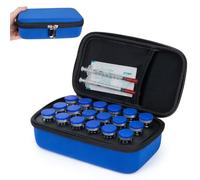 SUNMON 18-Slot Peptide Case, Insulin Vial Holder & Fridge Organiser, Compatible with 10ml U-100 Vials & GLP-1, Shockproof Hard Shell Medication Storage Bag (Blue,Large Capacity)