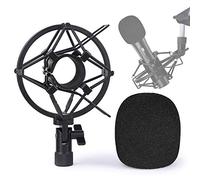 SUNMON ATR2100x-USB Mic Shock Mount Holder with Foam Windscreen for Absorbe Vibration and Noise, Pop Filter Suitable for ATR2100x-USB, ATR2100-USB Dynamic Microphone