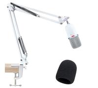 SUNMON Boom Arm Compatible with Hyperx SoloCast, Adjustable Metal Suspension Stand with 3/8" to 5/8" Adapter, Pop Filter, Desk Clamp, for Studio & Gaming (Max Load 1.4kg)
