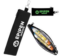 SUNMON EpiPen Carry Case, Glow in The Dark Label, Epipen Holder Bag with Carabiner, Adrenaline Auto-Injector Holder with Thermal Foil Lining (1-Pack, Black)
