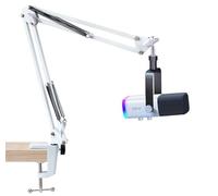 SUNMON for Fifine AM8 White Boom Arm,Universal Microphone Boom Arm with 3/8" to 5/8" Screw Adapter Clip, Desk Clamp Studio Boom Arm Podcast Mic Arm, Compatible with Fifine AM8 and Most Microphones