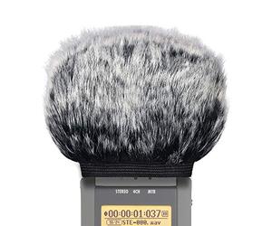 SUNMON Furry Windscreen Compatible with Zoom H4N Recorder, Synthetic Fur Wind Muff for Microphones, Professional Pop Filter with Noise Reduction, Outdoor Handheld Use(Black)