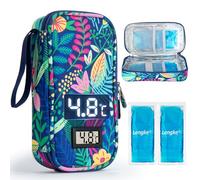 SUNMON High-Capacity Insulin Cooler Travel Case with Temperature Display, 8-10h Insulated Diabetic Medication Cooler Bag with 2 Ice Packs, Waterproof injection travel case for 4-5 Pens (Rainforest)