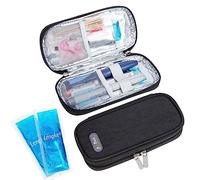 SUNMON Insulin Cooler Travel Case, Compact Medication Organiser Compatible with Wegovy, Mounjaro & GLP-1 Pens, 2 Reusable Ice Packs, Medicine Cool Bag (4-6H Cooling, Black)