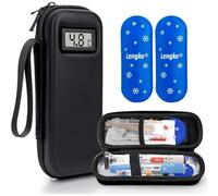 SUNMON Insulin Cooler Travel Case, Hard EVA Diabetic Supplies Organiser & Medication Cool Bag, Compatible with GLP-1 Pens, 2 Ice Packs (Black)