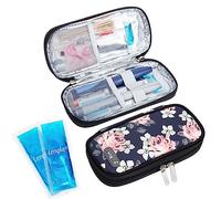 SUNMON Insulin Cooler Travel Case, Portable Medicine Cool Bag, Compatible with GLP-1 Pens, 2 Reusable Ice Packs, TSA Approved Medication Cooler for Travel (Flower)
