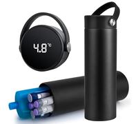 SUNMON Insulin Cooler Travel Case with Temperature Display (°C/°F), Portable Insulin Pen Case with Ice Pack, 24H Cooling for Diabetic Supplies, Flight Ready Hard Shell Holder for 1-5 Pens (Black)