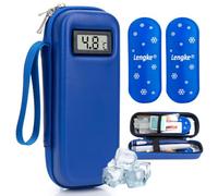SUNMON Insulin Cooler Travel Case with Temperature Display (°C), Portable Insulated Bag for Injection Pens & Supplies, Waterproof EVA Diabetic Medication Organiser with 2 Ice Packs (Blue)
