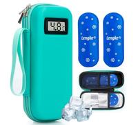 SUNMON Insulin Cooler Travel Case with Temperature Display (°C), Portable Insulated Bag for Injection Pens & Supplies, Waterproof EVA Diabetic Medication Organiser with 2 Ice Packs (Green)