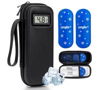 SUNMON Insulin Cooler Travel Case with Temperature Display (°C), Portable Insulated Bag for Injection Pens & Supplies, Waterproof EVA Diabetic Medication Organizer with 2 Ice Packs (Black)