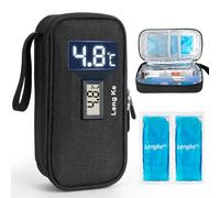 SUNMON Insulin Cooler Travel Case with Temperature Display, Cooler Bag Compatible with GLP-1 Pens with 2 Ice Packs, Large Capacity Medication Bag Fits 4-5 Pens (5-8 Hours Cooling, Black)