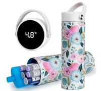 SUNMON Insulin Cooler Travel Case with Temperature Display, Portable Insulin Pen Case with Ice Pack, 24H Cooling for Diabetic Supplies, Flight Ready Hard Shell Holder for 1-5 Pens (Aquarelle Floral)