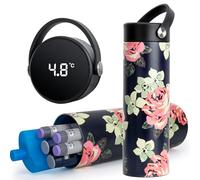 SUNMON Insulin Cooler Travel Case with Temperature Display, Portable Insulin Pen Case with Ice Pack, 24H Cooling for Diabetic Supplies, Flight Ready Hard Shell Holder for 1-5 Pens (Red Blossom)