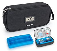SUNMON Insulin Pen Cooler Travel Case with ℃ Display, Long-Lasting Cooling Medication Injection Cooler Bag Vial Medicine Cooler Case for Travel with One Ice Brick (Black)