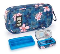 SUNMON Insulin Pen Cooler Travel Case with Temperature Display (°C), Long-Lasting Cooling Medication Injection Cooler Bag Vial Medicine Cooler Case for Travel with One Ice Brick (Magnolia)