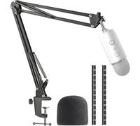 SUNMON Mic Boom Arm Compatible with Blue Yeti, Universal Mic Arm Stand with 3/8" to 5/8" Screw Adapter, Cable Sleeve, Mic Foam Cover, Desk Clamp, Suspension Mic Boom Arm for Podcast/Gaming
