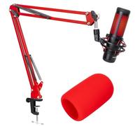 SUNMON Mic Boom Arm - Red Microphone Arm With Pop Filter, Sound Insulation and Noise Reduction, 3/8" to 5/8" Adapter Included