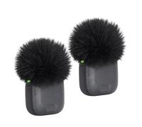 SUNMON Mic Windscreens for DJI Mic 3, 2PC Black Microphone Furry Cover Outdoor Pop Filter Noise Reduction, Mic Covers Furry Windscreens