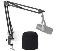 SUNMON MV7 Boom Arm Mic Stand with Pop Filter, Adjustable Suspension Boom Scissor Arm Stand with Pop Filter Compatible with MV7,MV7X and SM7B Microphone