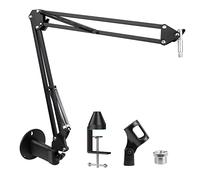 SUNMON Microphone Wall Mount and Metal Table Mounting Clamp, Universal Microphone Boom Arm Stand Compatible with HyperX QuadCast, Blue Yeti, Blue Snowball, Shure SM58 Microphone