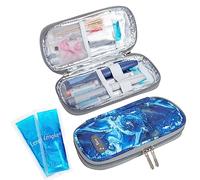 SUNMON Monjaro Travel Case, Compact Insulin Pen Cooler Travel Case with 2 Reusable Ice Packs Medicine Cool Bag, TSA Approved Medication Cooler for Travel (Sand Blue)
