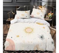 SunMoonStars Comforter Cover 3D Design Printed All Season 3 Piece Bedding Set Zipper VintageAstronomyStyle Quilt Cover Ultra Soft Washable for Kids Teens Adults Women Youth Double（200x200cm）