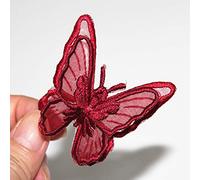 SUNMOVE 10pcs Embroidery Butterfly Sew Iron On Patch Badge Wedding Bridal Dress Embroidered Applique Sewing Craft DIY (Red, 1.96 x 1.96inch)