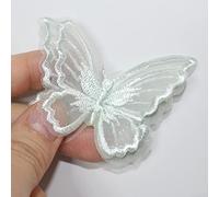 SUNMOVE 10pcs Embroidery Butterfly Sew On Patch Badge Wedding Bridal Dress Embroidered Applique Sewing Craft DIY (Light Green, 2.36 x 1.96inch)