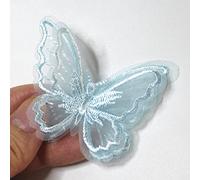 SUNMOVE 10pcs Embroidery Butterfly Sew On Patch Badge Wedding Bridal Dress Embroidered Applique Sewing Craft DIY (Light Blue, 2.36 x 1.96inch)