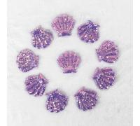 SUNMOVE 10Pcs Embroidery Shell Shapes Sew On Patch Badge Bag Hat Hair Accessory Applique (Purple)