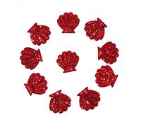 SUNMOVE 10Pcs Embroidery Shell Shapes Sew On Patch Badge Bag Hat Hair Accessory Applique (Red)