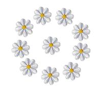 SUNMOVE 10Pcs Embroidery Sunflower Daisy Flower Sew On Iron On Patch Badge Bag Hat Jeans Jackets Applique (White)