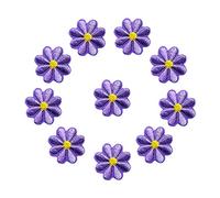 SUNMOVE 10Pcs Embroidery Sunflower Daisy Flower Sew On Iron On Patch Badge Bag Hat Jeans Jackets Applique (Purple)