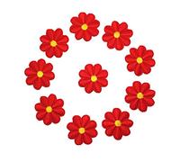 SUNMOVE 10Pcs Embroidery Sunflower Daisy Flower Sew On Iron On Patch Badge Bag Hat Jeans Jackets Applique (Red)