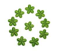 SUNMOVE 10PCS Plum Blossom Embroidery Sew On Iron On Patch Badge Jacket Jeans Clothes Fabric Applique DIY (Green)